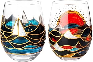 Ocean Sunrise Cornet Barcelona Hand Painted Wine Glass