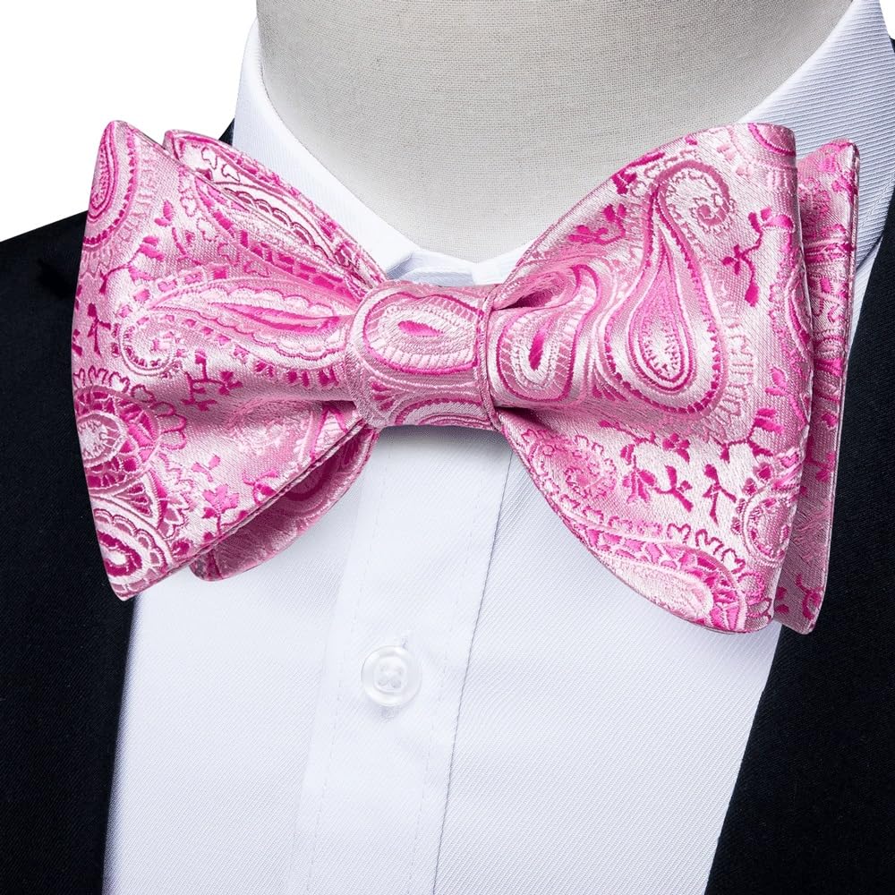 JFDBGU Paisley Bowties Party Nots Wedding Party Self-tie Bowties Hanky Cufflinks Set