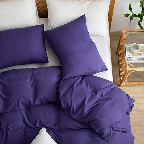 Miniatura 9 de Funda de edredón azul marino tamaño Queen, 100% microfibra lavada, juego de ropa de cama azul marino de 3 piezas, funda de edredón sólida, 1 funda