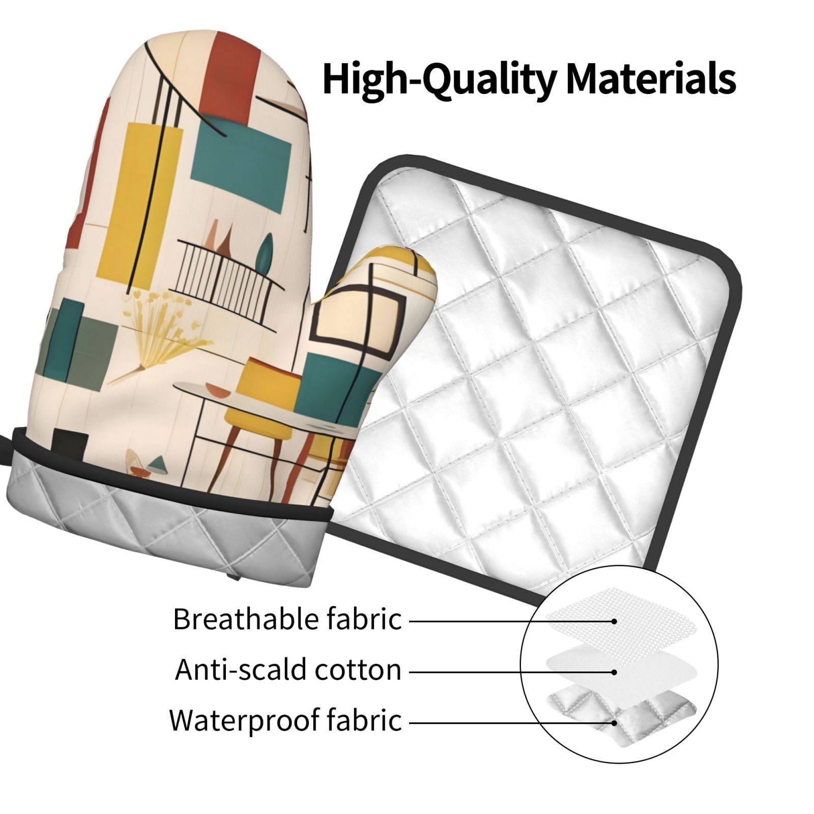 Lot De 2 Maniques + Dessous De Plat Drapeau Norvégien - Isolation Haute Température 260°C - Pour Four, Micro-ondes, Air Fryer