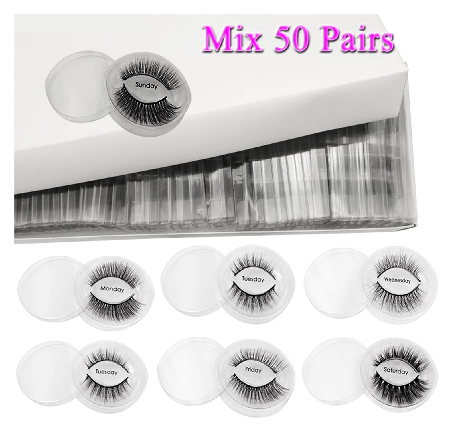 UAMOU 20/30/40/50/100 par 3D rzęsy z norek Faux Cils naturalne sztuczne rzęsy makijaż delikatne dramatyczne maquiagem cilios Cheerfully (Color : Mix50P)