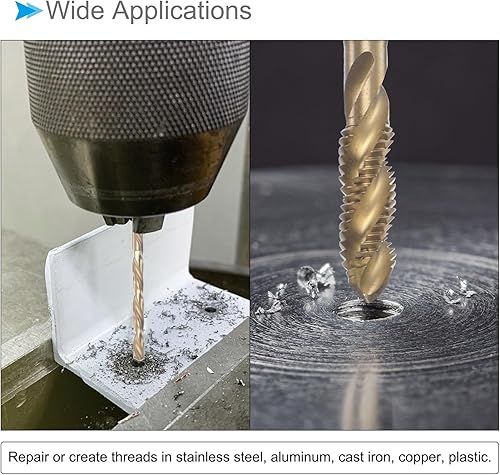 Miniatura 3 de Juego de puntas de flauta en espiral y brocas, M6 x 1 rosca de 0.197 in de diámetro de taladro, kit de herramientas de rosca con recubrimiento en