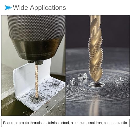 Miniatura 3 de CoCud Juego de puntas de flauta en espiral y brocas, M6 x 1 rosca de 0.197 in de diámetro de taladro, kit de herramientas de rosca con recubrimiento