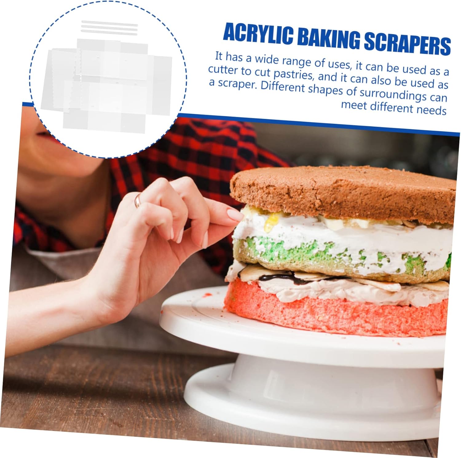 11pcs Square Acrylic Cake Scrapers Cake Baking Icing Smoother Square Acrylic Disc Baking Dessert Tools