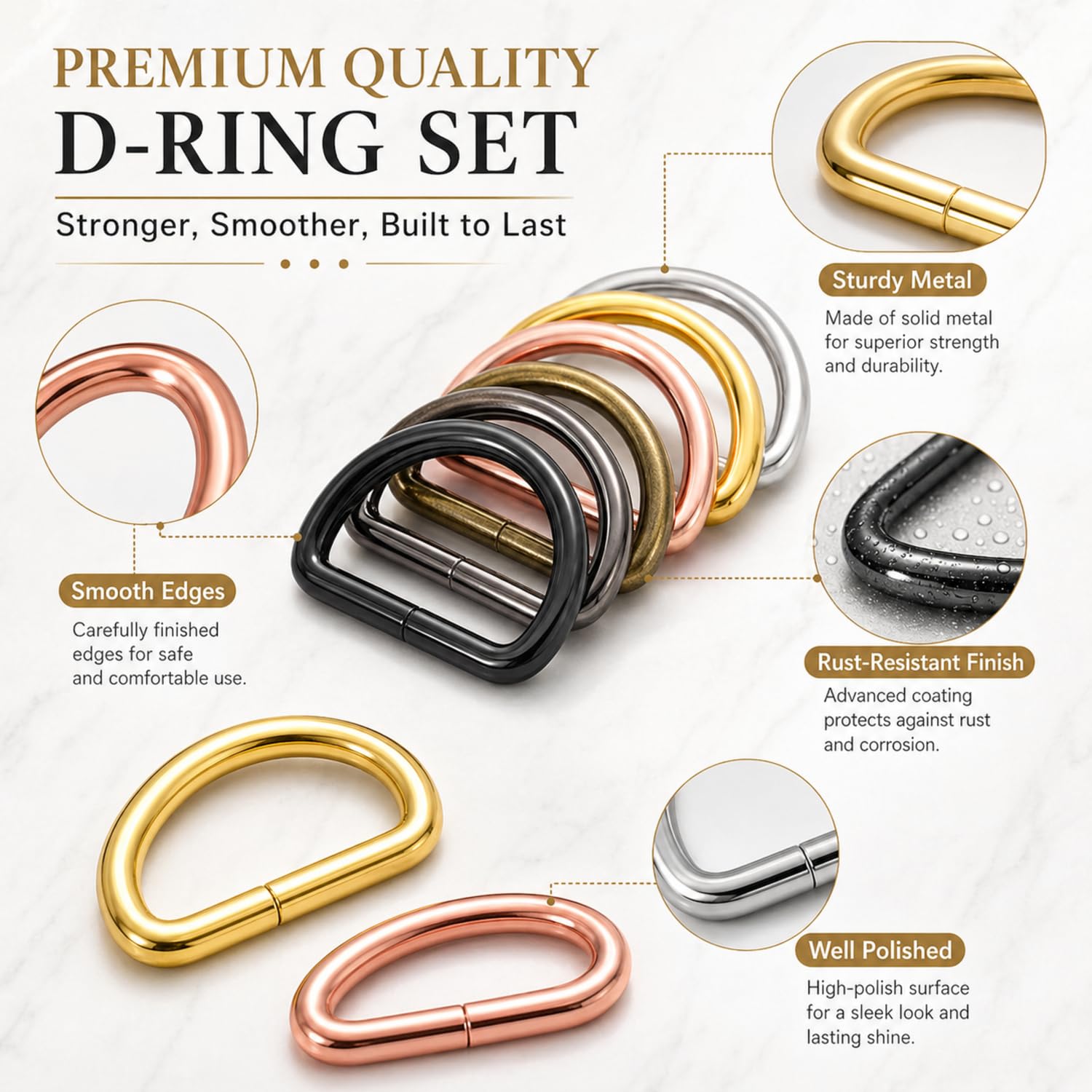 Metal D Rings - 90 Pcs for Bags & DIY Projects -4 Metal D Rings - 90 Pcs for Bags & DIY Projects -4