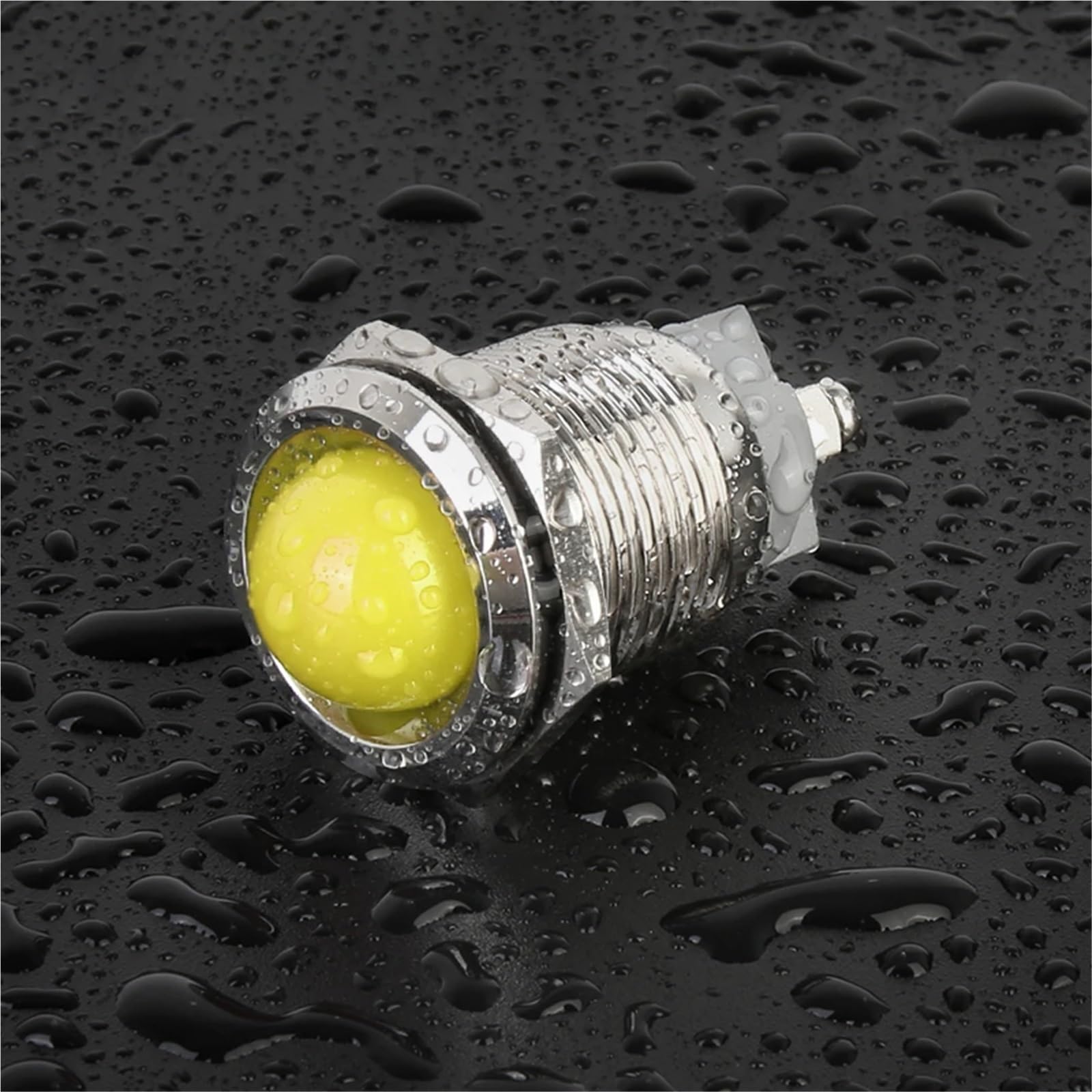 10 pezzi 19 mm LED spia luminosa in metallo AC/DC 3~220 V Mini spia di segnalazione IP65 spia luminosa a LED impermeabile(Ball Yellow Light,110V)
