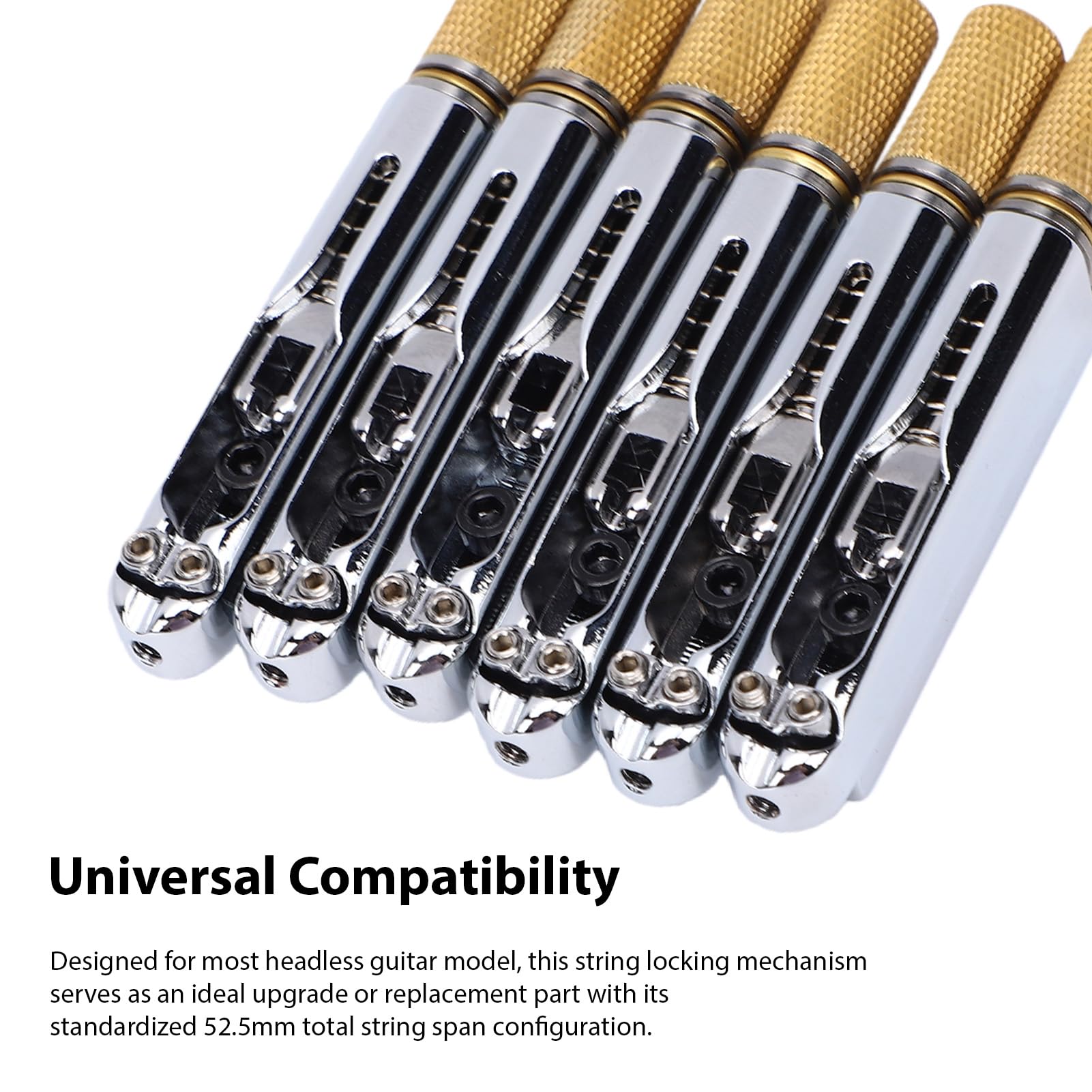 Generic Puente de Guitarra sin Cabeza, 6 Cuerdas, Espaciado de Cuerdas de 10,5 Mm, Reemplazo de Hardware de Afinación de Puente Rígido para Guitarra Eléctrica (SILVER)