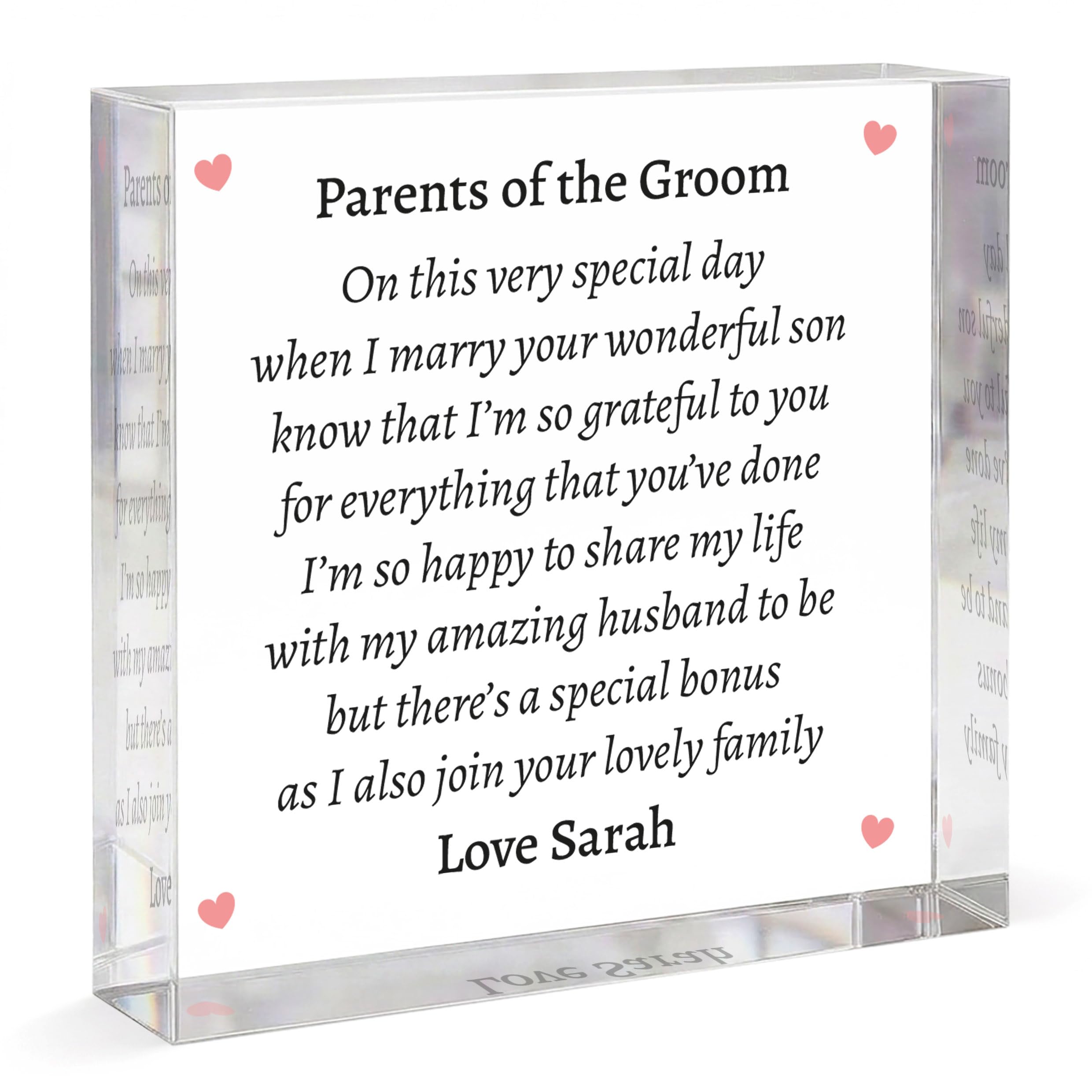 Beecreative Personalised Parents Of The Groom Gifts From Bride - Gift For Mother And Father Of The Groom - Gift From Bride - With Grey Bag