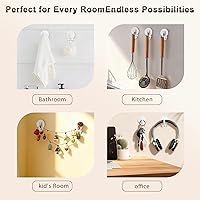 Vista 4 de Removable Adhesive Wall Hooks, Heavy Duty Damage-Free Hanging Holds up to 2.2 lbs, 12-Pack with Strips, No Drilling Hangers for Pictures, Christmas