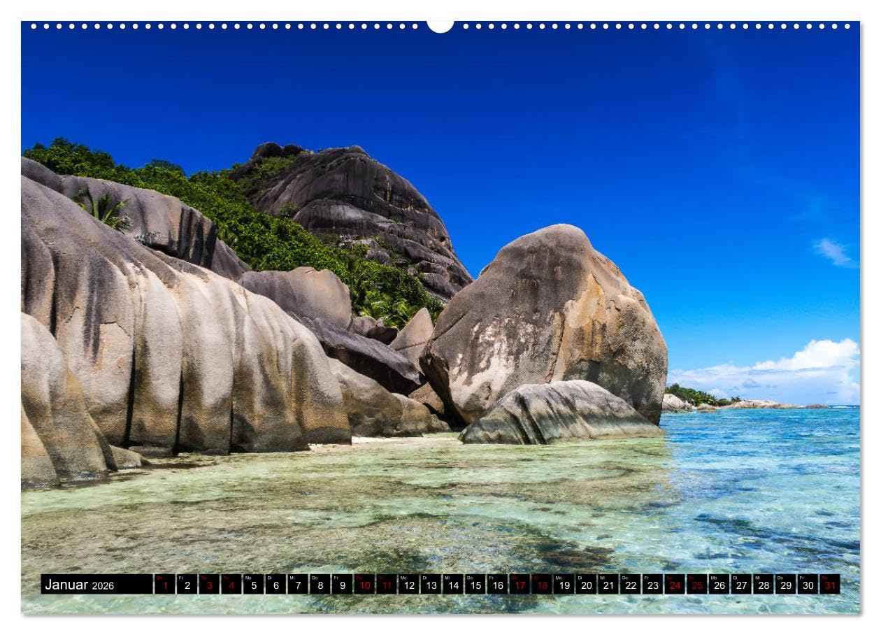Trauminseln Seychellen (Wandkalender 2026 DIN A2 quer), CALVENDO Monatskalender: Paradies auf Erden - Seychellen (CALVENDO Natur)