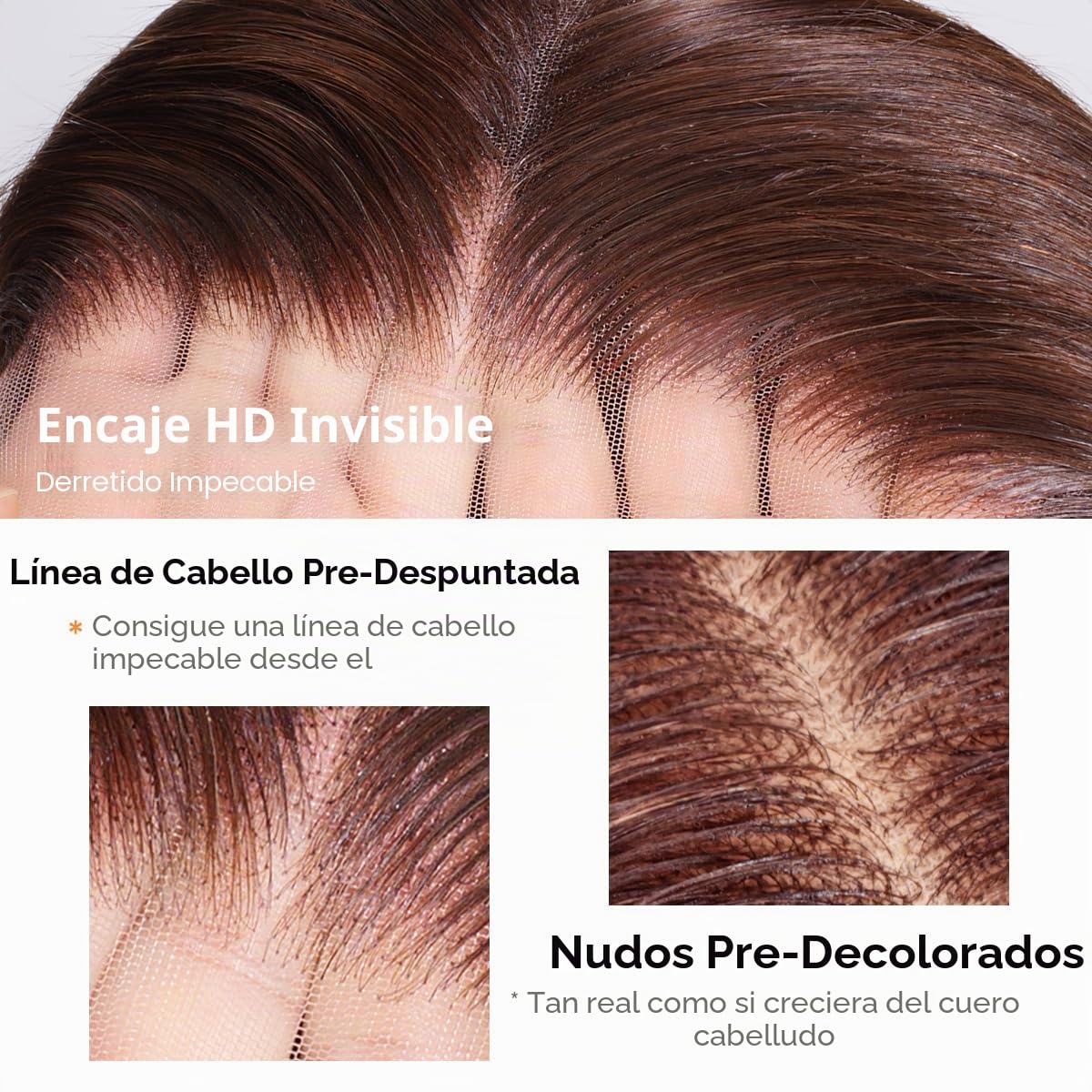 Hermosa Pelucas de cabello humano con encaje frontal marrón de 13 x 4 pulgadas, con abuelitos, densidad 180, pelucas de cabello humano lacio HD con encaje frontal, línea capilar prearrancada, peluca