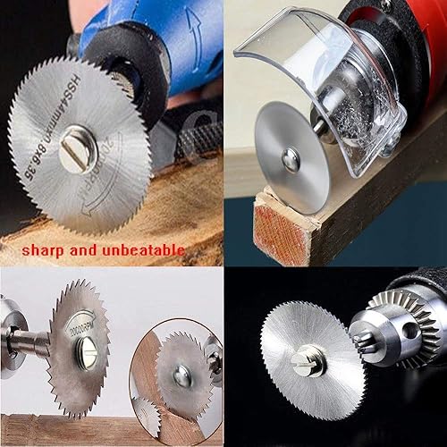 Miniatura 3 de QISF Juego de hojas de sierra HSS, 16 piezas, herramienta rotativa, mandril de hoja de sierra circular, vástago de 1/8 pulgadas (0.125 in) y 1/4