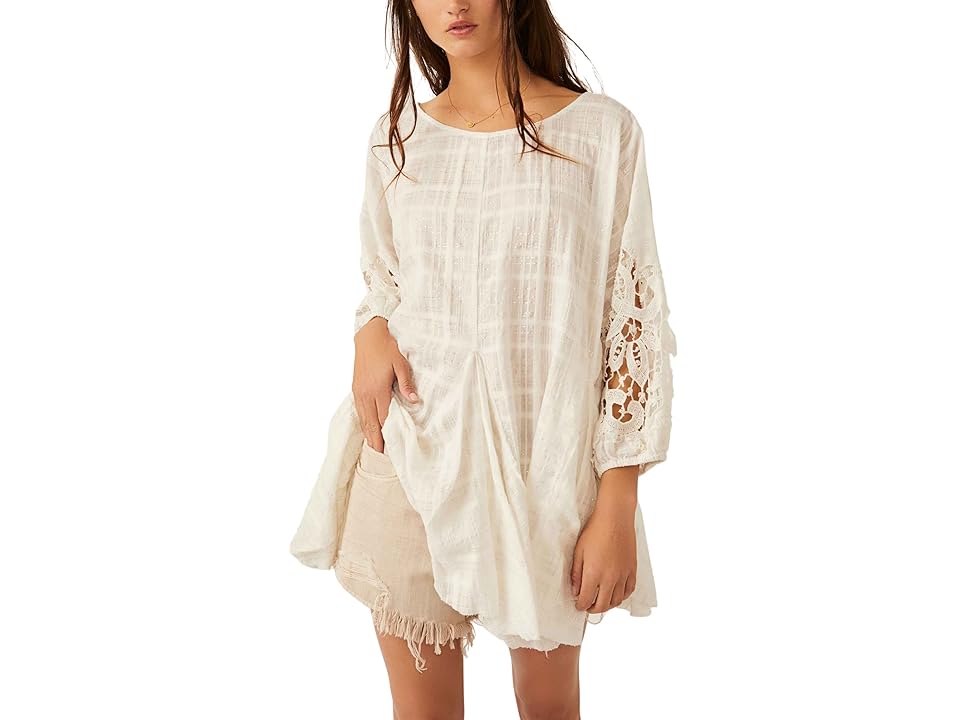 Free People White Shores Tunic (Optic White) Women's Clothing INTERNATIONAL SHIPPING