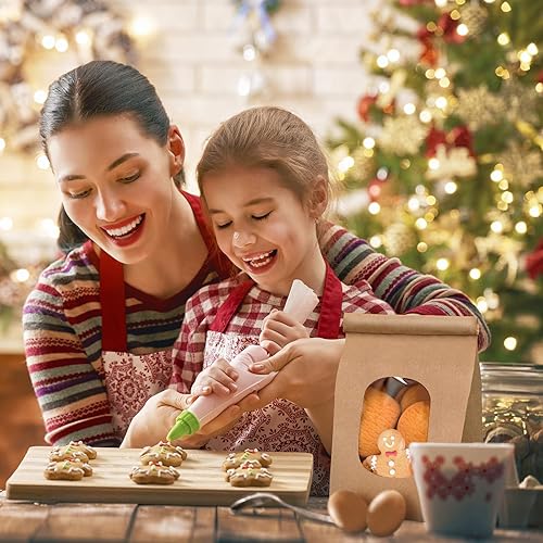 Miniatura 4 de 250 bolsas de panadería de Navidad con ventana pequeñas bolsas de papel de 3.54 x 2.36 x 6.7 pulgadas, bolsas de café de papel kraft bolsas de
