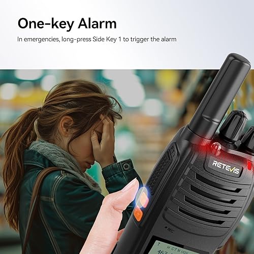 Miniatura 7 de Retevis H777D Walkie Talkies para adultos con pantalla LCD, carga tipo C, radio de mano de 2 vías FRS de largo alcance, recargable manos libres,