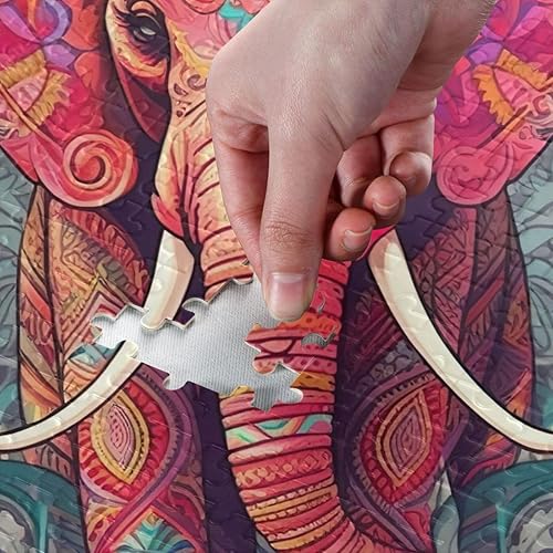 Miniatura 4 de GOODOLD Rompecabezas de tótem de elefante para adultos y niños de 1000 piezas, rompecabezas de madera, juegos familiares felices ideales