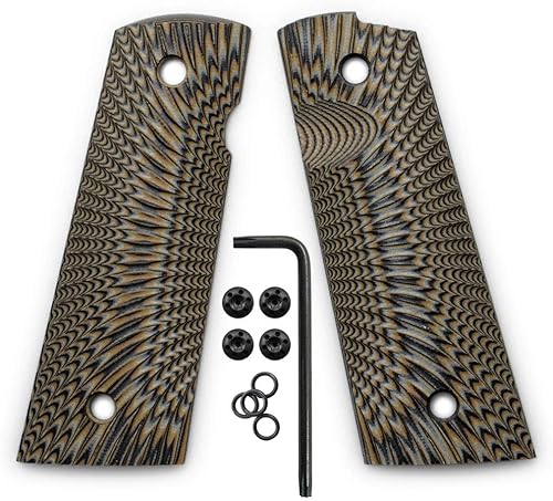 Miniatura 3 de Cool Hand Empuñaduras G10 1911, tornillos de empuñadura de pistola incluidos, corte Magwell, tamaño completo (gobiernocomandante), textura Sunburst,