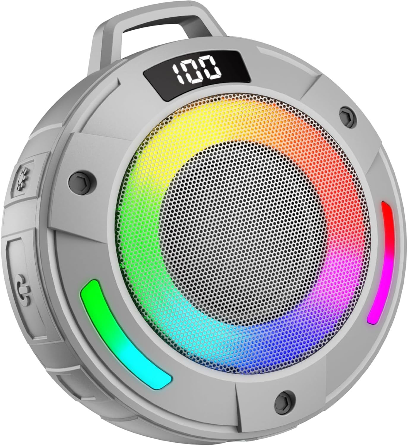 Bluetooth Speaker, 2026 Portable Wireless Shower Speaker, Digital Display Portable Speaker with Detachable hook ,IPX7 Waterproof with LED Light, HD Sound & Bass for Bathroom, Pool, Beach & Outdoor - 75% off