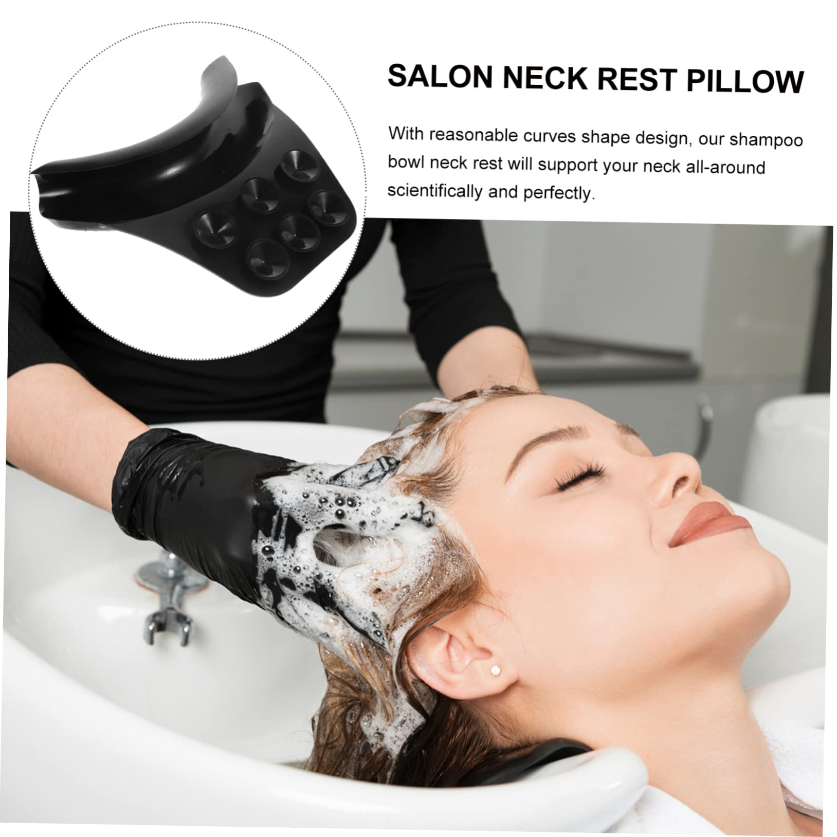 Healeved 3pièces Coussin De Cervical Silicone avec Ventouses pour Salon De Coiffure Support Ergonomique pour Lavage De Cheveux Compatible Plupart Bacs à Shampooing Réutilisable Et