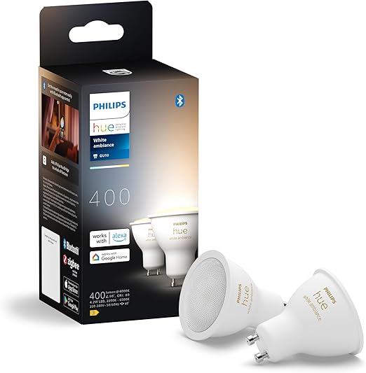 Philips Hue Slimme GU10 Spot, Warm- tot Koelwit instelbaar licht (2-pack), Bluetooth-compatibel, stembediening met Alexa, Apple Home & Google Assistant