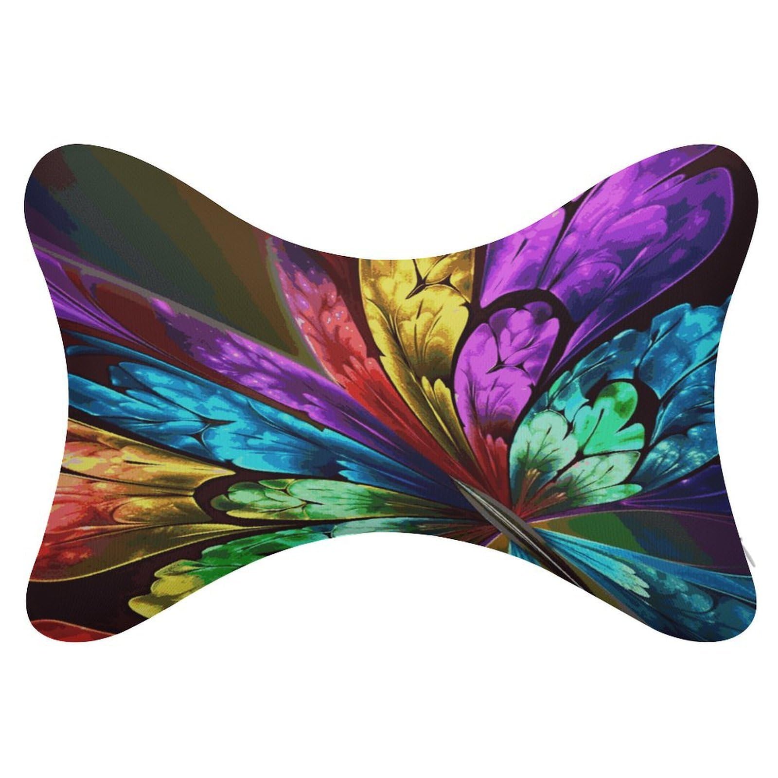 FekiLoot Rainbow Butterfly Car Headrest Set of 2,Softness Memory Foam Car Neck Pillow with Breathable Removable Cover Car Neck Support Pillow Ergonomic for Driving, Office