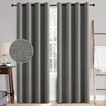 MIULEE 100% Blackout Linen Curtains for Bedroom Thermal Insulated Grommet Room Darkening Curtains & Drapes for Living Room, Ivory, 52W x 90L inch (2 Panels)