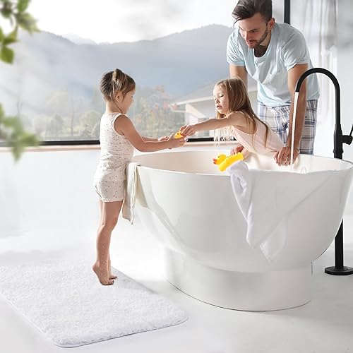 Miniatura 3 de TECHMILLY Juego de 2 alfombras de baño antideslizantes de microfibra de lujo suave, esponjosas, absorbentes, lavables y de secado rápido para suelo