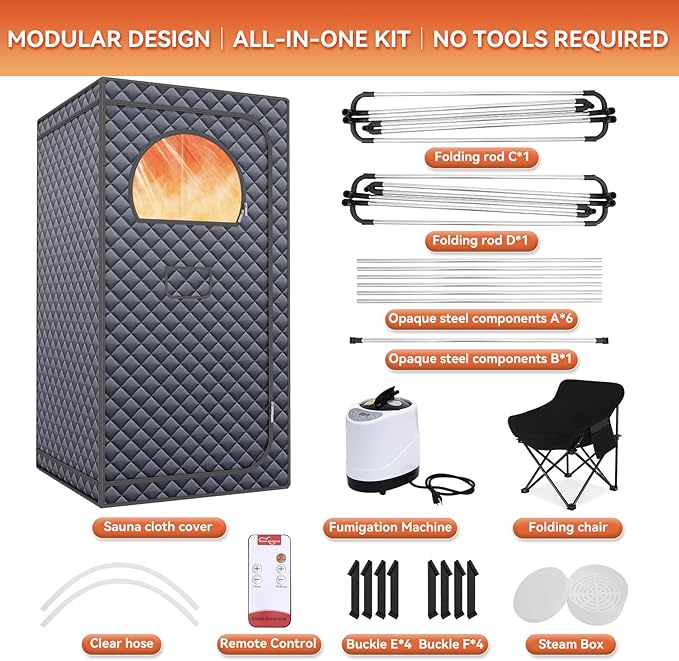 Sauna Portátil Grande para Spa en Casa con Vaporizador 1300W miniatura 8
