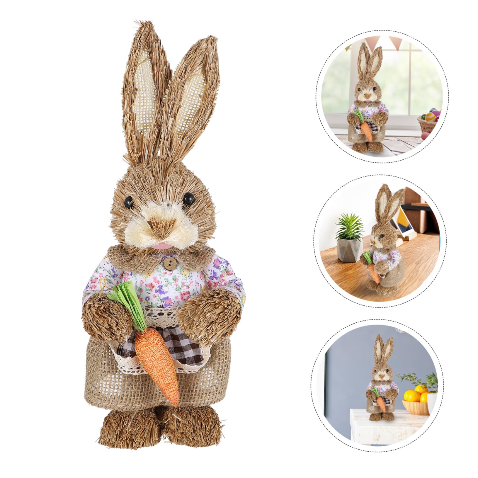 Amosfun 2 Pz Coniglio di simulazione di Pasqua bomboniere natalizie strenna natalizia pentola giocattoli rosa decorazioni per la casa per pasqua statuine di coniglietti di paglia cannuccia