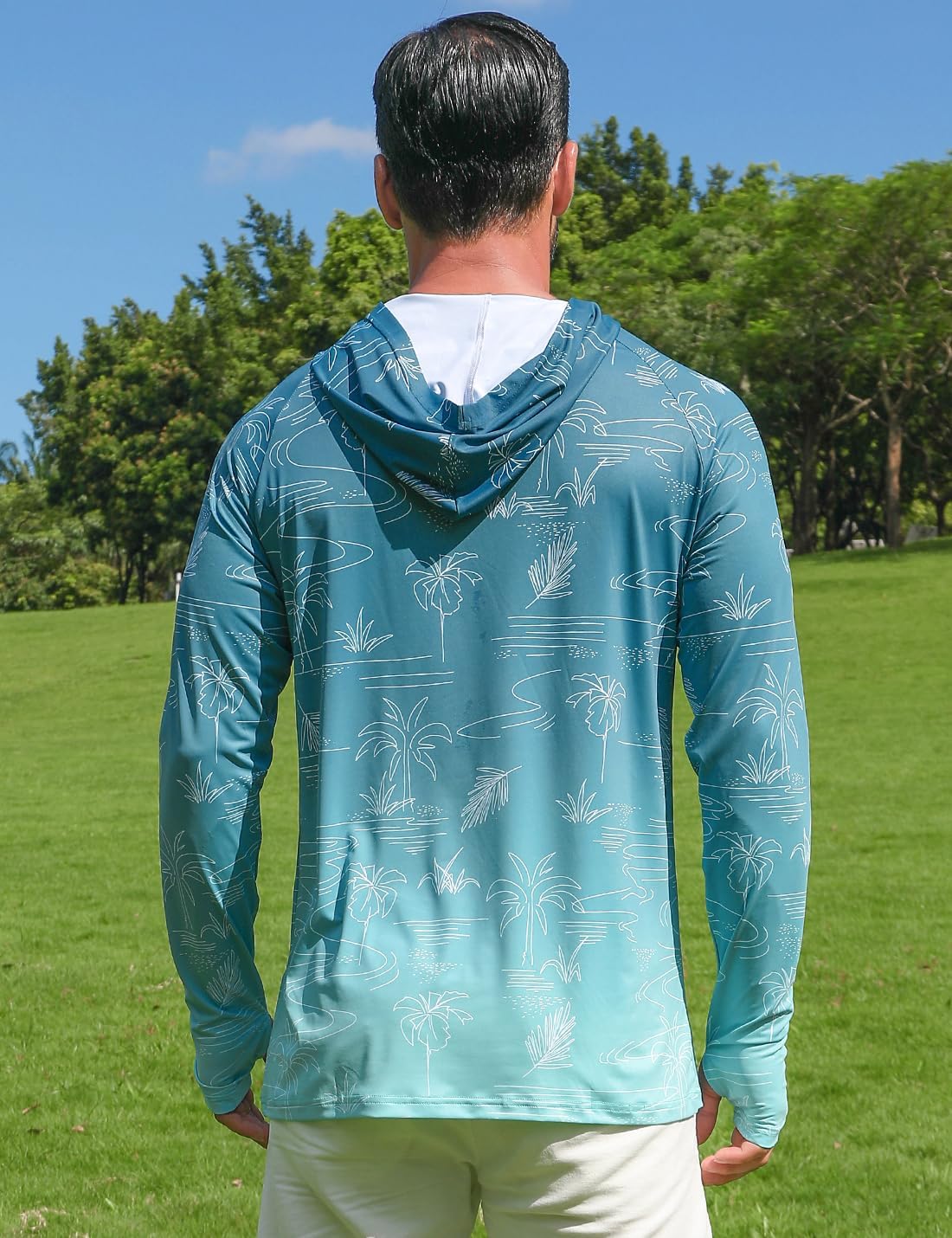 iCKER Men's UPF 50+ Sun Protection Hoodie Shirt Rash Guard Long Sleeve Shirt UV Fishing Outdoor Hiking Swimming Running - Image 2