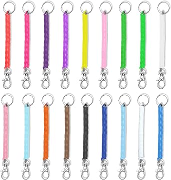 18 Pcs Spiral Retractable Coil Spring Keychain, 18 Colors Coil Key Chains with Clip