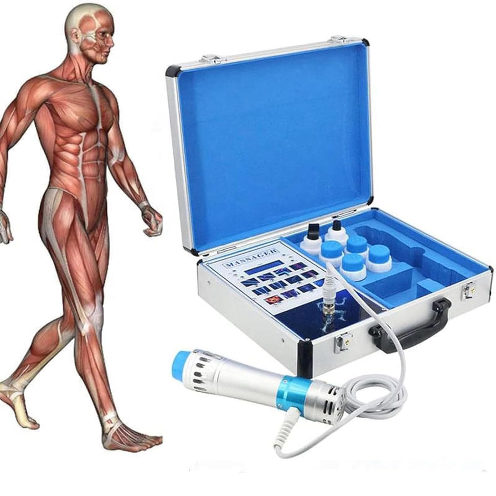 Dispositivo per Terapia Ad Onde D'Urto Elettromagnetiche Extracorporee 7 Teste per Disfunzione Erettile E Trattamento ED E Alleviare Il Dolore