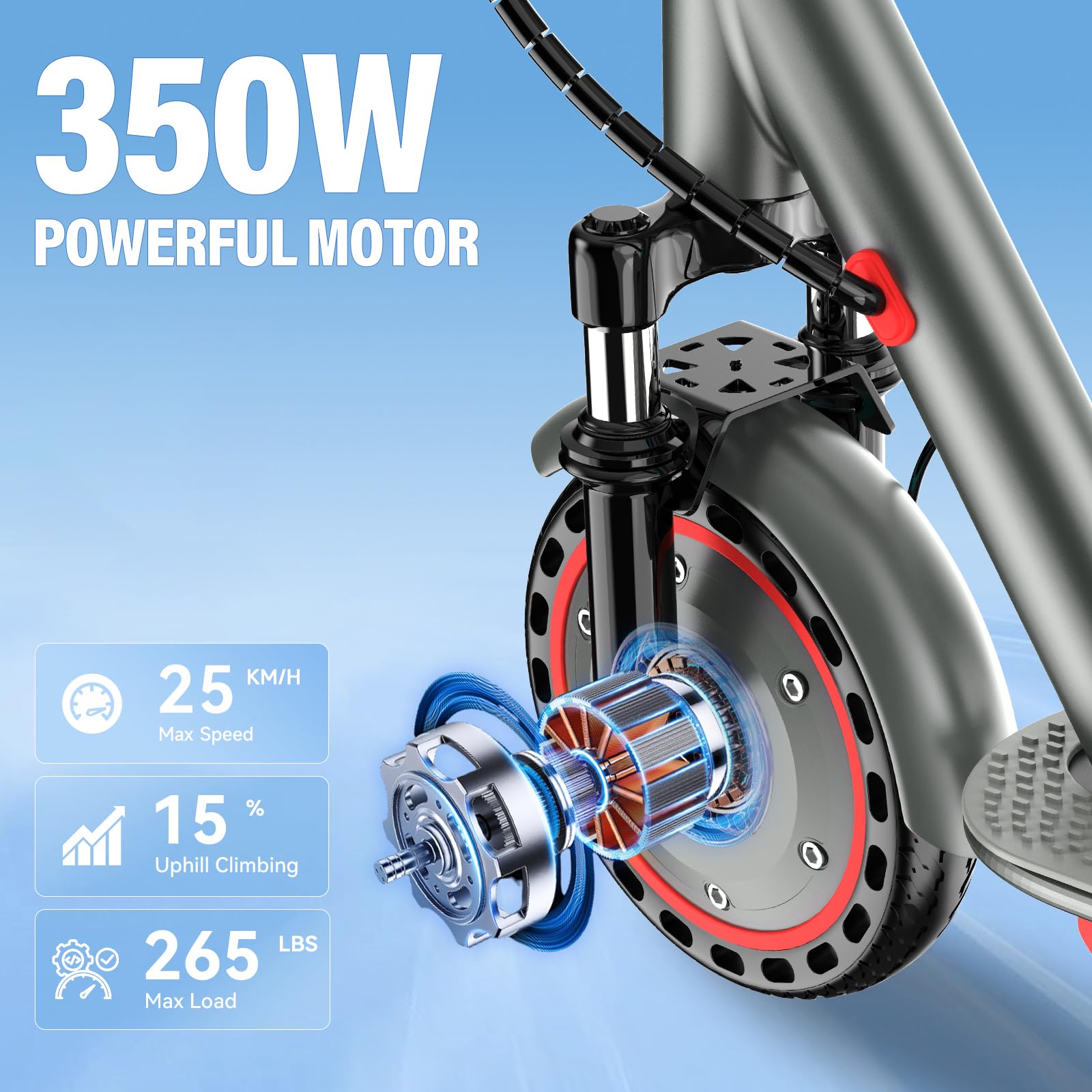 Patinete Electrico Adultos, Neumático de 8.5"/10", Patinete Eléctrico 350W/500W, Velocidad Máxima 25 km/h, Batería 10.5Ah/15Ah, Autonomía 30-45 km, Carga 120 kg, Smart App