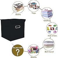 Vista 3 de Contenedores de almacenamiento de tela con tapas, organizadores de armario, canastas de almacenamiento plegables con asas para el hogar, cajas