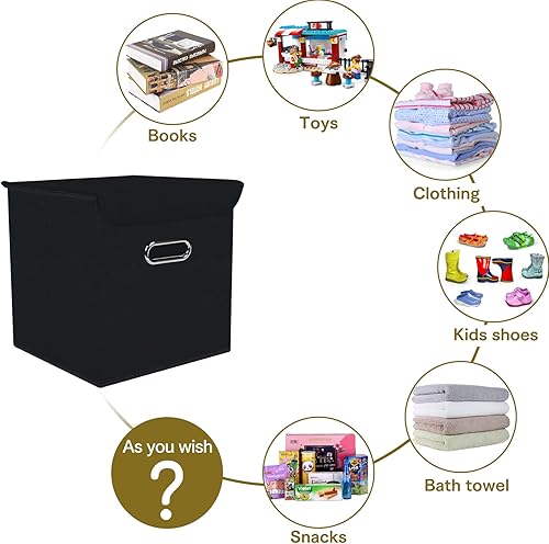 Miniatura 3 de DABEACT Contenedores de almacenamiento de tela con tapas organizadores de armario cesta de almacenamiento plegable con asas para el hogar cajas de