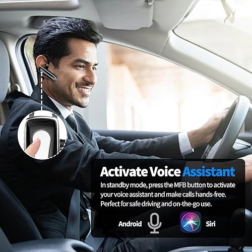 Miniatura 8 de Auricular Bluetooth 6.1, auriculares inalámbricos con micrófono 24 horas de tiempo de conversación con cancelación de ruido para camionero