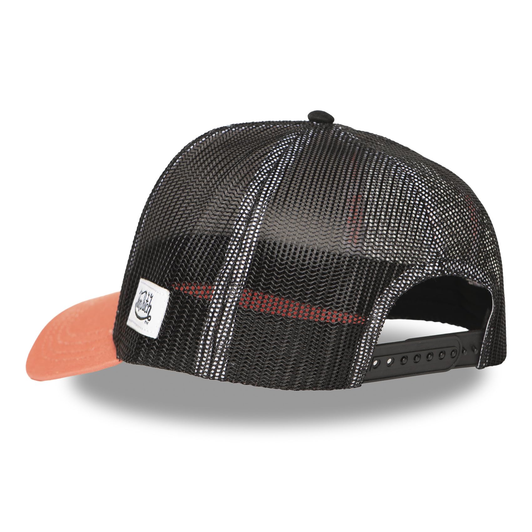 Von Dutch Czapka z daszkiem Trucker, oddychająca siatka, czarno-biała, z koralowym daszkiem, regulowana, styl kalifornijski