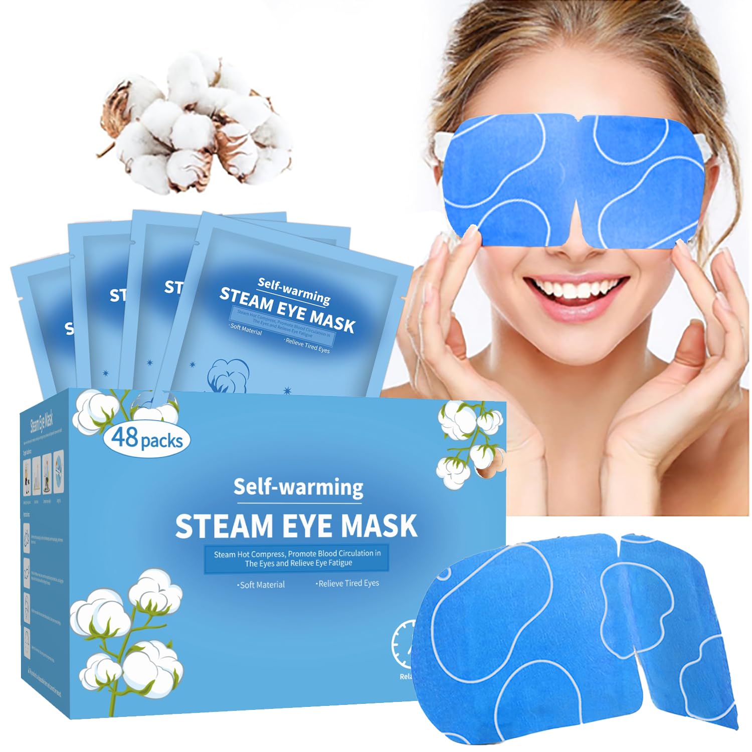48 Packs Steam Eye Mask for Dry Eyes Warm Compress Eye Mask, Self Heating Eye Masks Help for Dark Circles Puffy Eyes