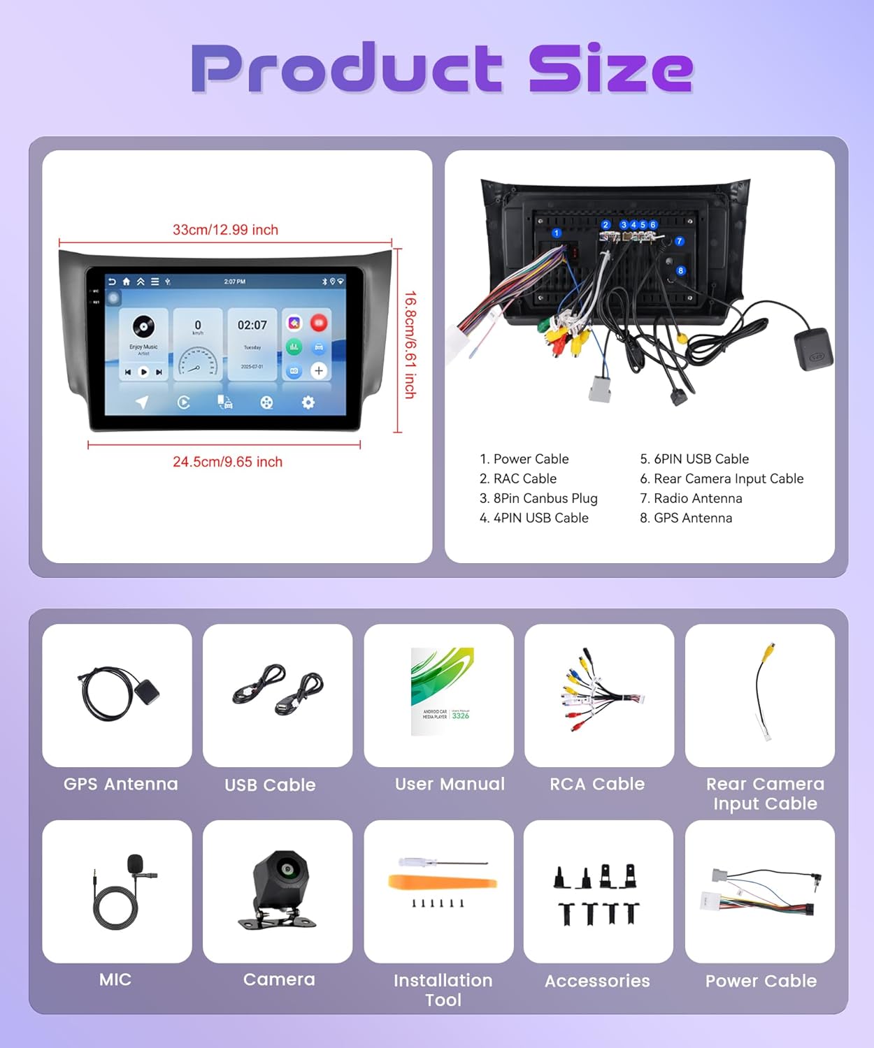 4Core 4G+128G Android 15 Car Radio for Nissan Sentra Sylphy B17 2013-2017, Rimoody Wireless Carplay Andorid auto Mirror Link 10'' INCELL Touchscreen GPS WiFi Bluetooth 5.0 FM/RDS EQ Backup Camera