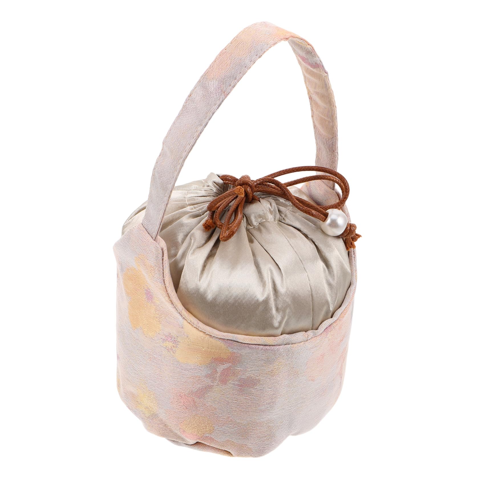 Bolsa de té con cordón beige y organizador portátil para tetera y taza de ceremonias