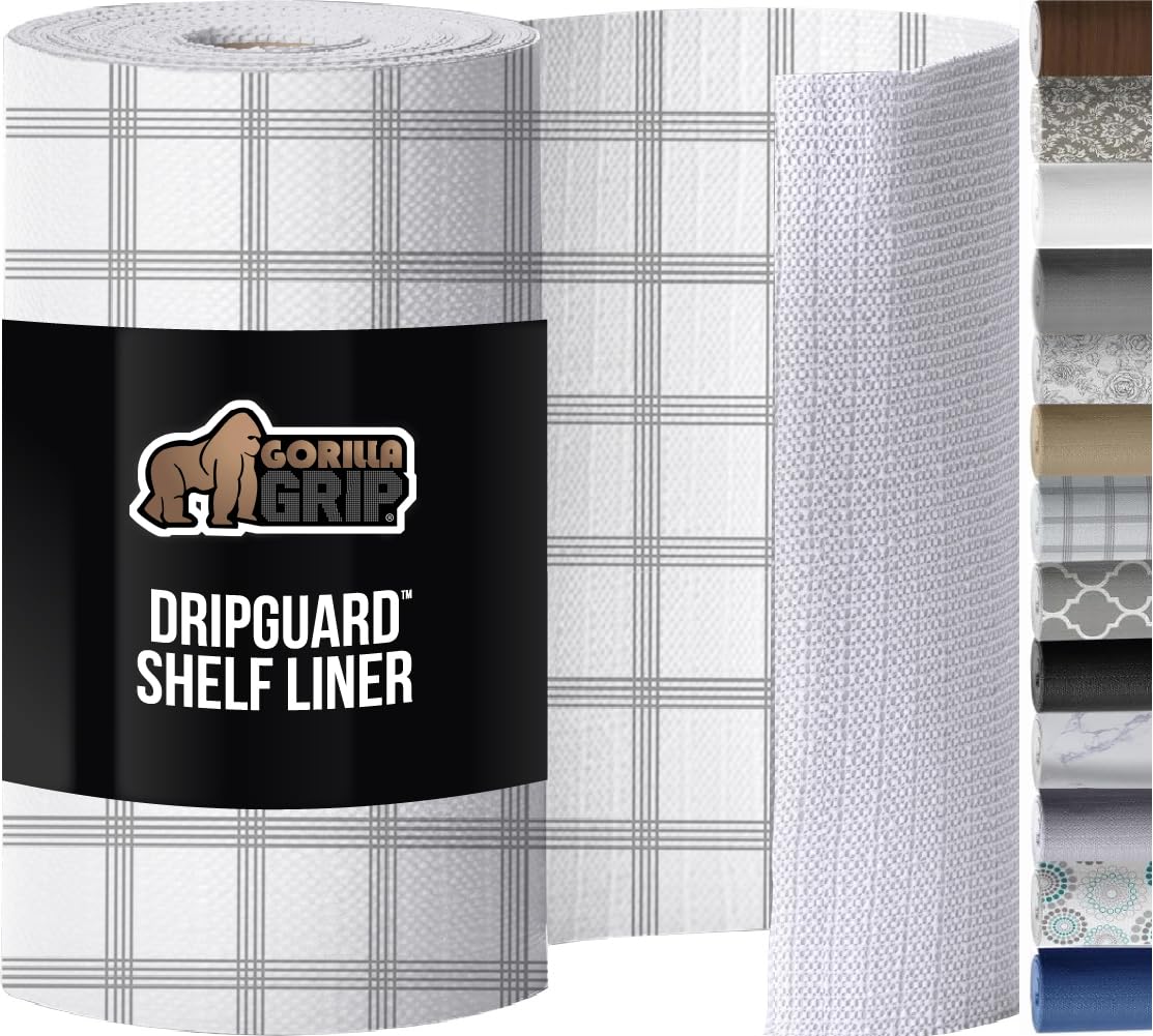 GORILLA GRIP DripGuard Drawer and Shelf Liner for Cabinet, Slip Resistant Non Adhesive Protection for Kitchen, BPA Free Smooth Surface Plastic Liners for Cabinets, Bathroom Drawers, 12x20, White — view 14