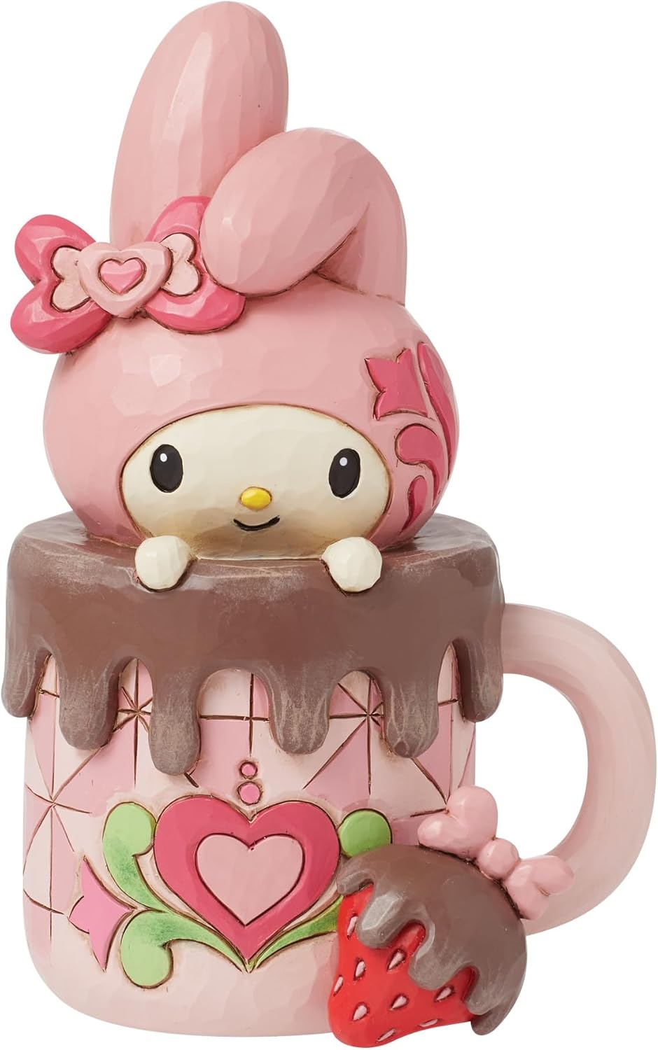 Enesco Sanrio by Jim Shore My Melody in Hot Cocoa Cup Personality Pose Figurine- Stone Resin Hand Painted Crafted Collectible Hello Kitty Figurines Home Decor Statue, 5 Inch