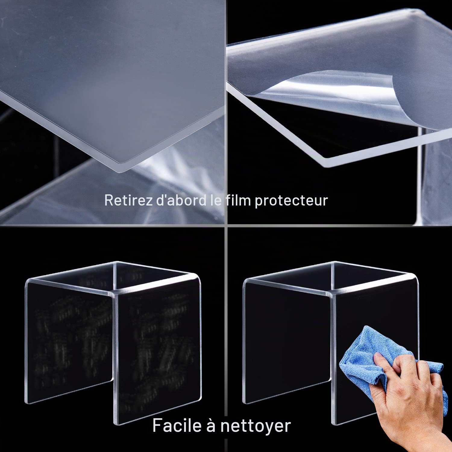 CECOLIC Lot de 2 présentoirs rehausseurs en Acrylique Transparent pour Figurines Pops, Bijoux, Cupcakes, Desserts (7,6 x 10 x 12,7 cm)