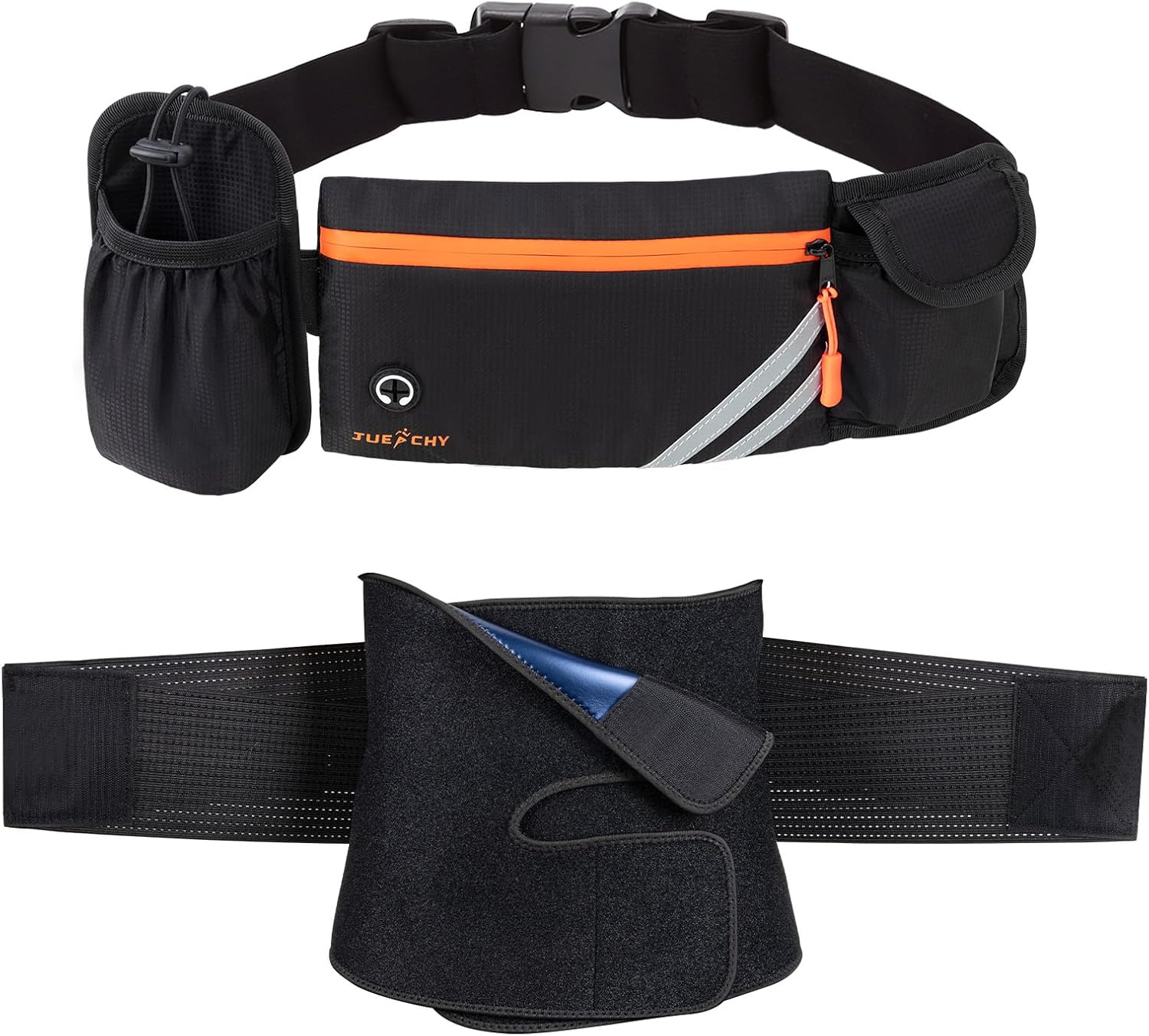 Jueachy Waist Trimmer Running Belt with Water Bottle Holder