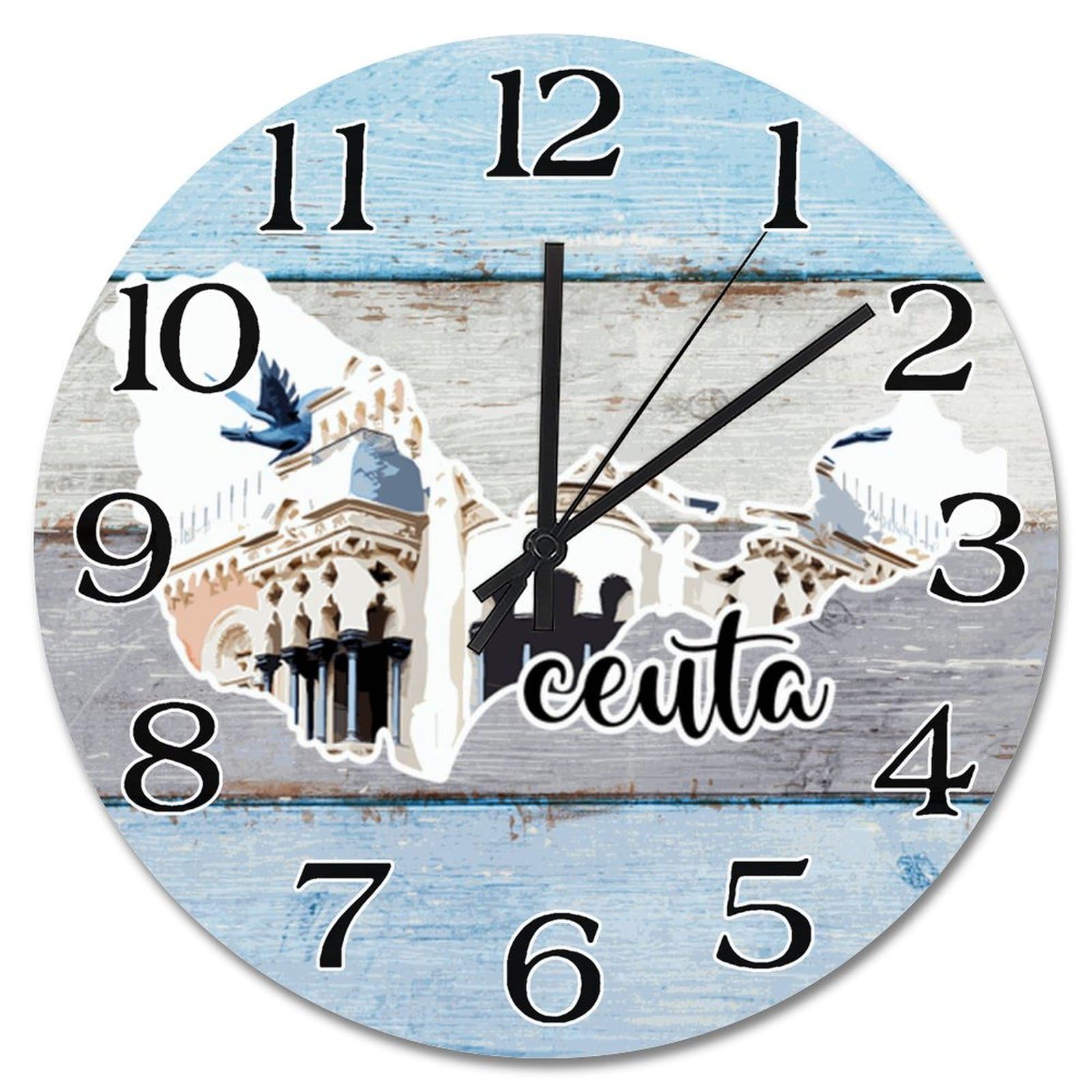 Horloge murale en bois Ceuta Landmark cadeau idéal paysage urbain souvenir pour salon