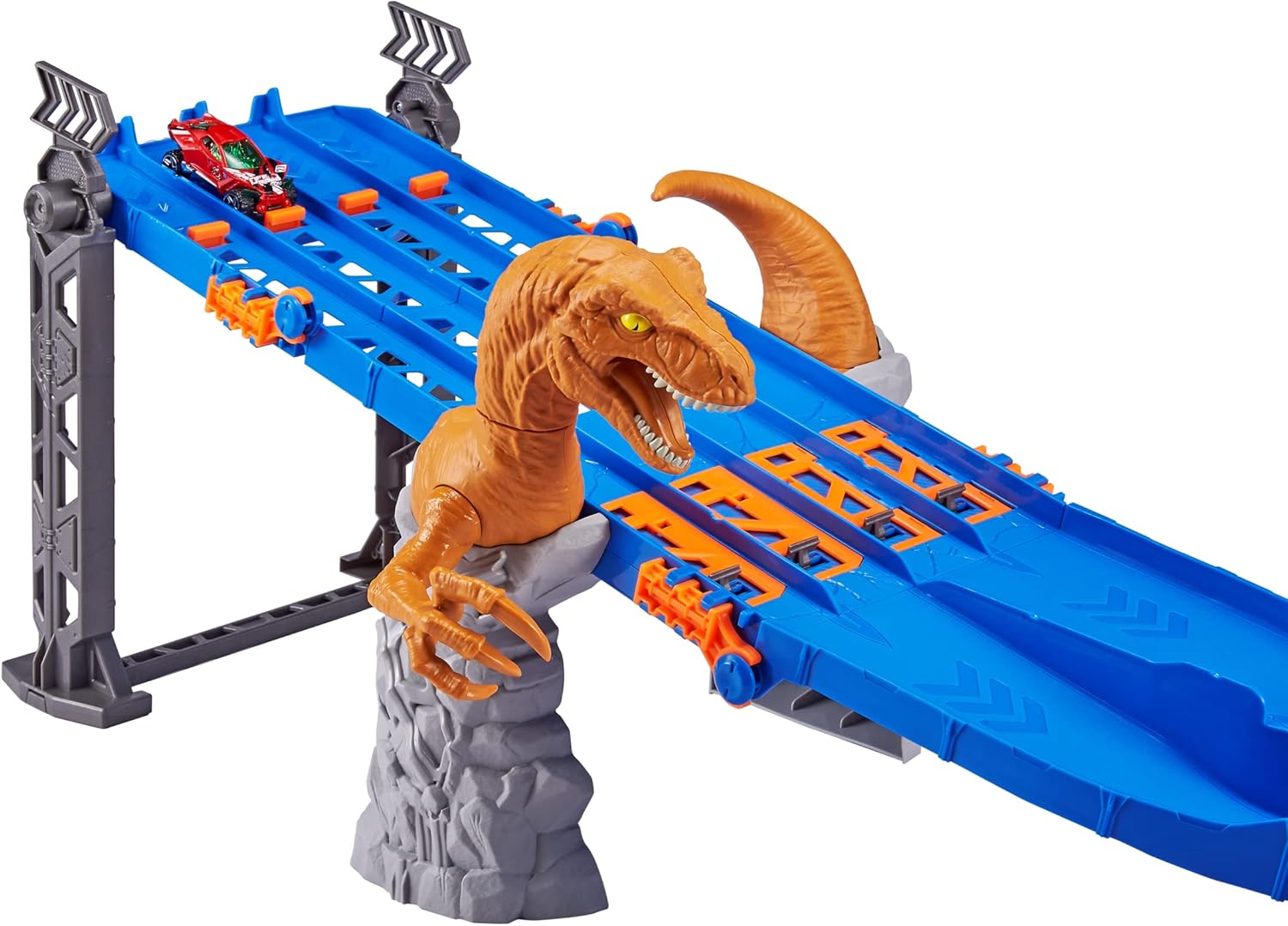 Metal Machines 4-Lane Raptor Attack Track Set Playset with Mini Racing Car by ZURU Cars Play Set Compatible with Other Brands Assorted