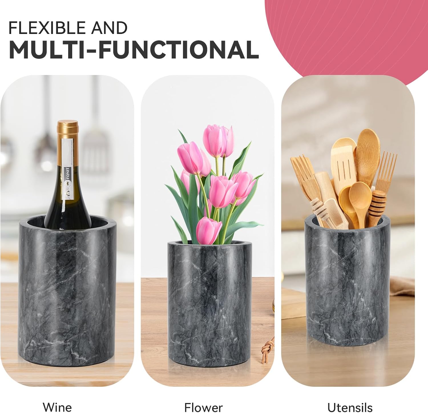 Marble Wine Chiller for Bottle,Wine Chiller Bucket,Wine Cooler Bucket for Any 750ml Bottle Champagne Chiller for Parties,Wine Bottle Chiller,Wine Bottle Cooler,Wine Gifts for Women Man (Black) - Image 7