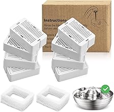 Diealles Shine Ersatzfilter Katzenbrunnen, 8 Stück Kohlefilter Trinkbrunnen mit 2 Stück Schaumfilter Drinkwell, Trinkbrunnen Filter für Katzentrinkbrunnen Edelstahl