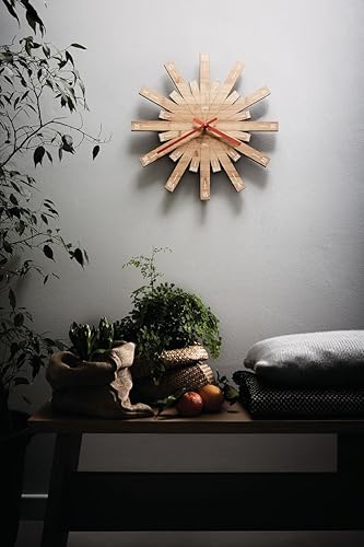 Miniatura 3 de Alessi Raggiante Reloj de Pared, 18.9 x 18.9 x 2.8 in, Madera