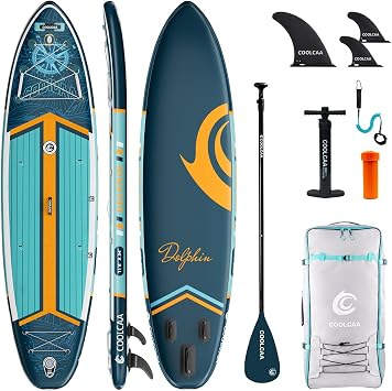 Dolphin Lite 118" Inflatable Stand-Up Paddle Board, 490Lbs Capacity SUP Board with 34 Extra Wide, Fishing Paddleboard with Accessories & Bag for Adults Youth Trail Blazer